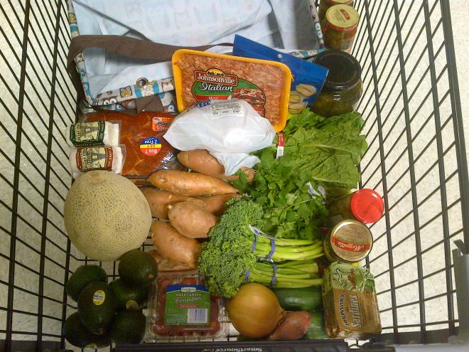 First Paleo-friendly cart of groceries.