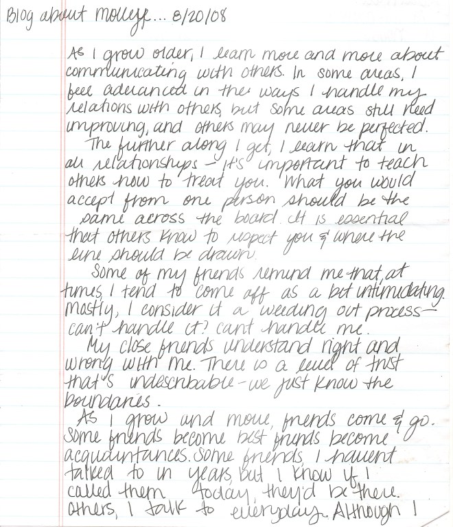 Handwritten thoughts.